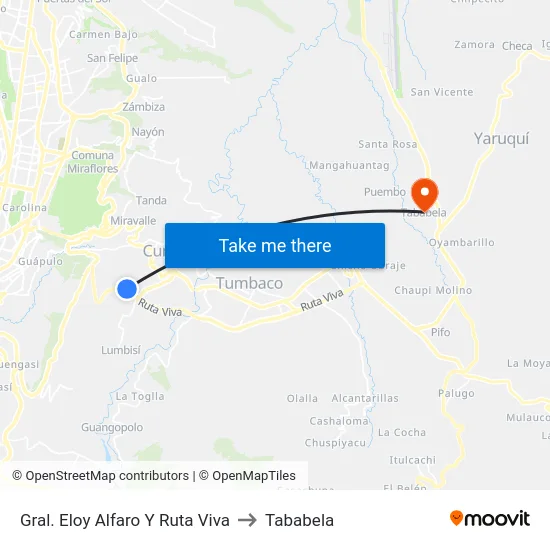 Gral. Eloy Alfaro Y Ruta Viva to Tababela map