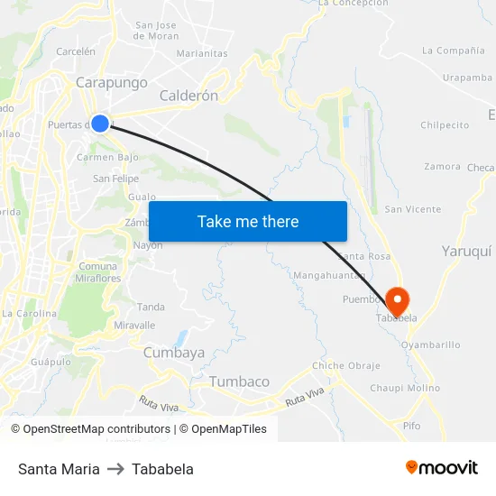 Santa Maria to Tababela map