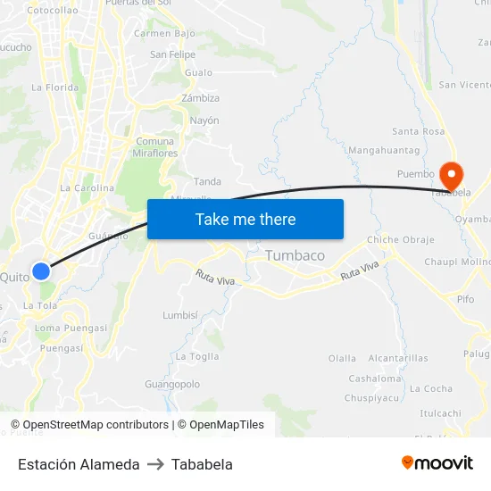 Estación Alameda to Tababela map