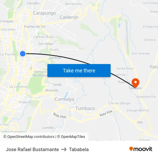 Jose Rafael Bustamante to Tababela map