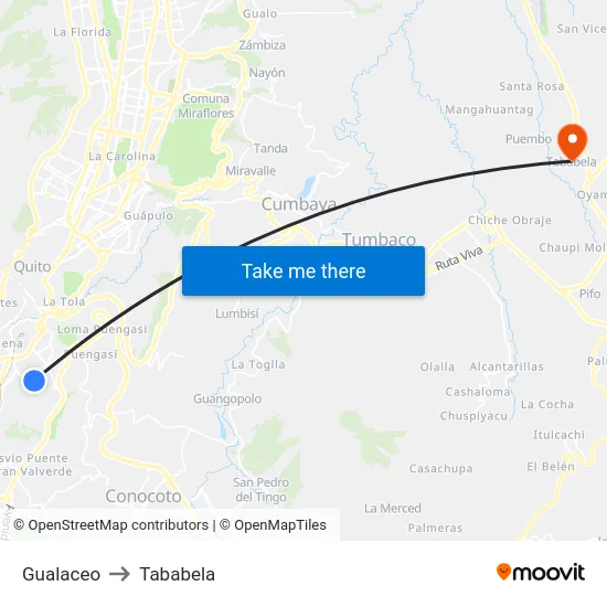 Gualaceo to Tababela map