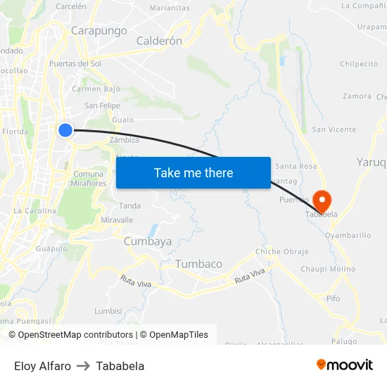 Eloy Alfaro to Tababela map
