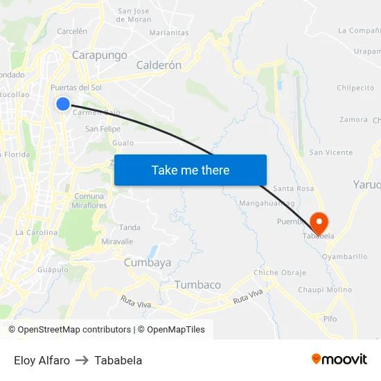 Eloy Alfaro to Tababela map