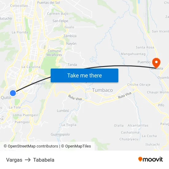 Vargas to Tababela map