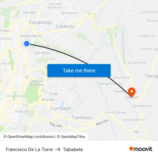 Francisco De La Torre to Tababela map