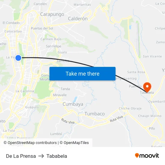 De La Prensa to Tababela map