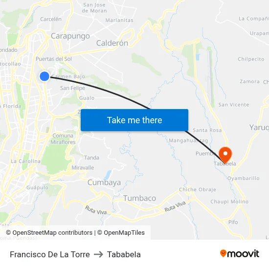 Francisco De La Torre to Tababela map