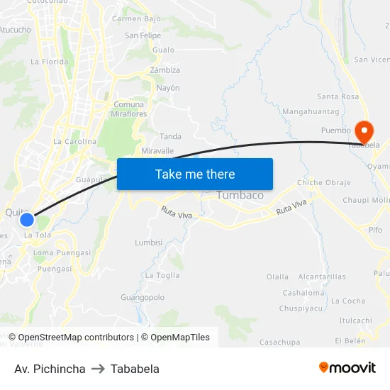 Av. Pichincha to Tababela map