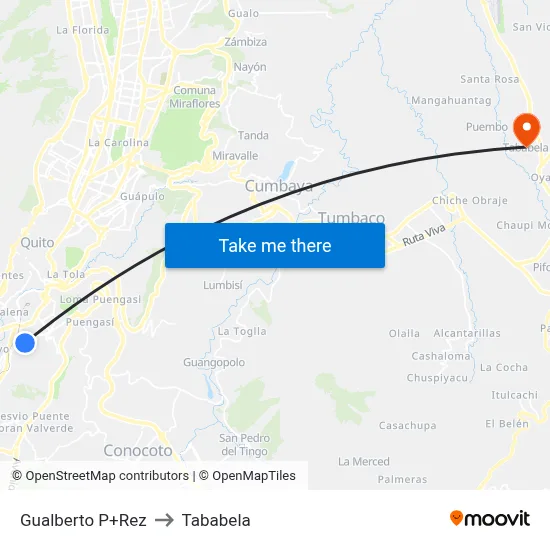 Gualberto P+Rez to Tababela map
