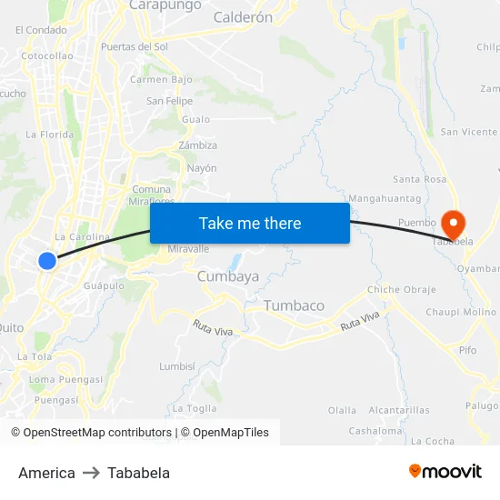 America to Tababela map