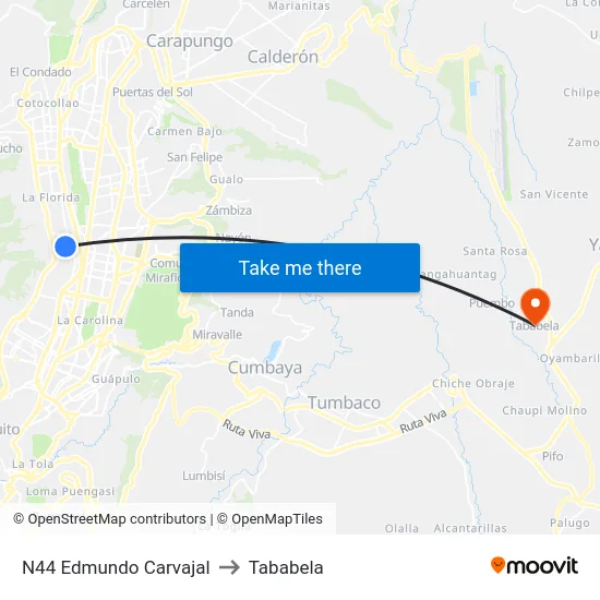 N44 Edmundo Carvajal to Tababela map