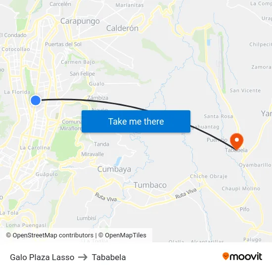 Galo Plaza Lasso to Tababela map