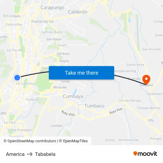 America to Tababela map