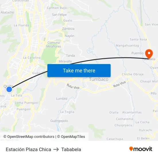 Estación Plaza Chica to Tababela map