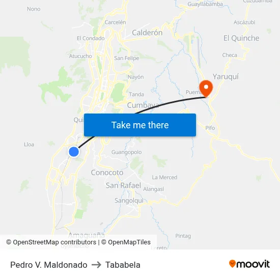 Pedro V. Maldonado to Tababela map