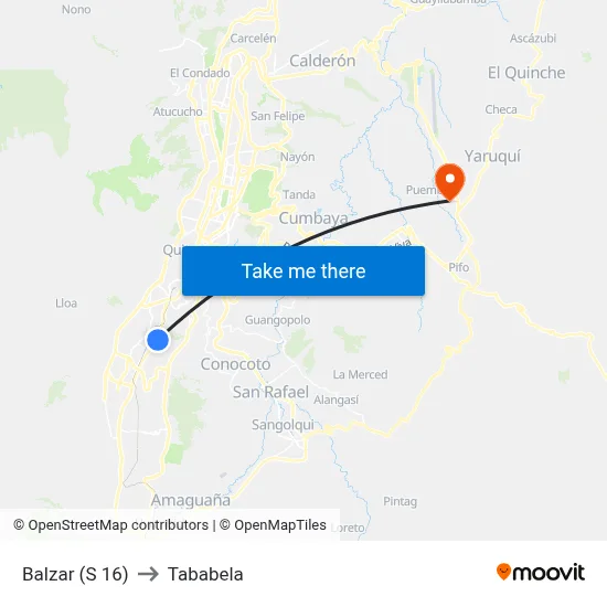 Balzar (S 16) to Tababela map