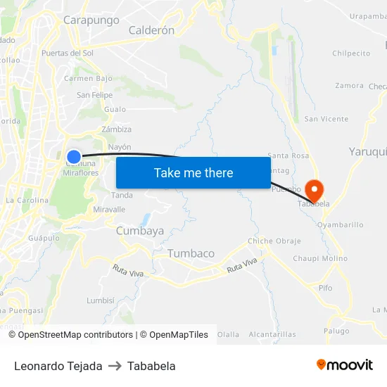 Leonardo Tejada to Tababela map