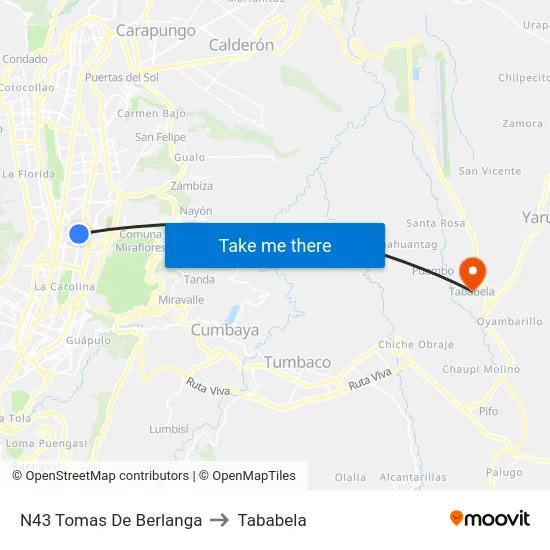 N43 Tomas De Berlanga to Tababela map