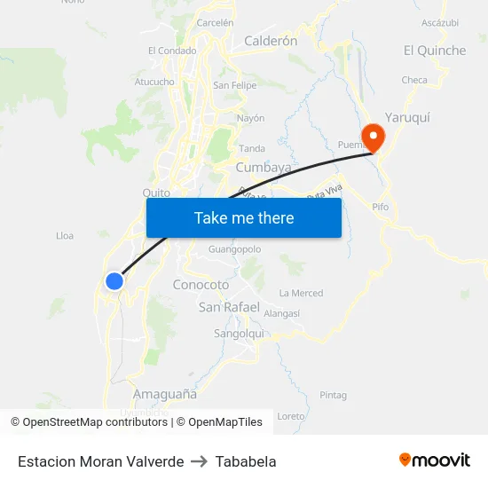 Estacion Moran Valverde to Tababela map
