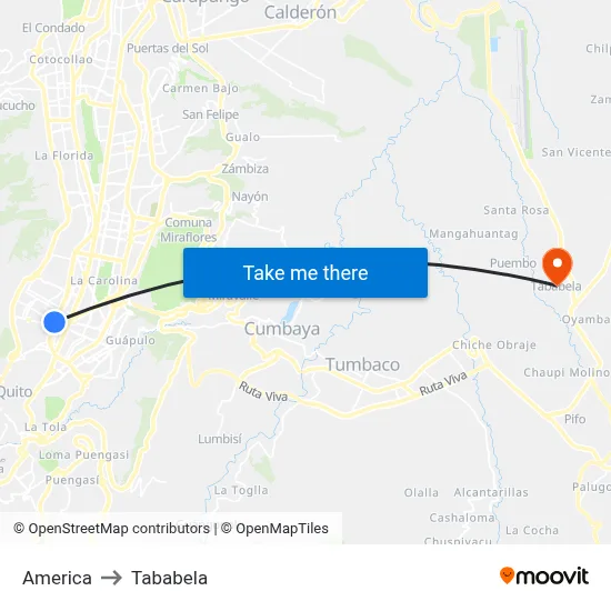 America to Tababela map