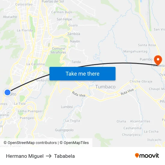 Hermano Miguel to Tababela map