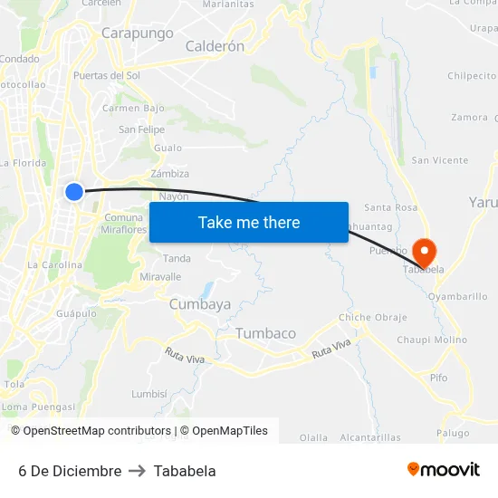 6 De Diciembre to Tababela map