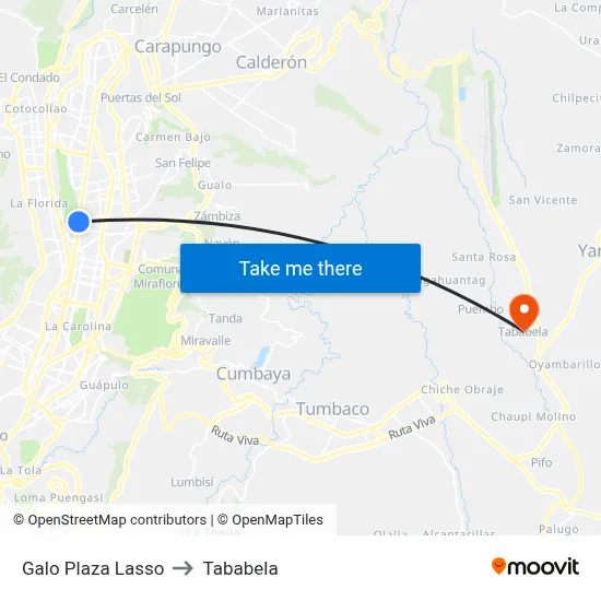 Galo Plaza Lasso to Tababela map