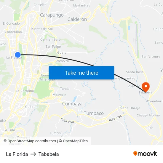 La Florida to Tababela map