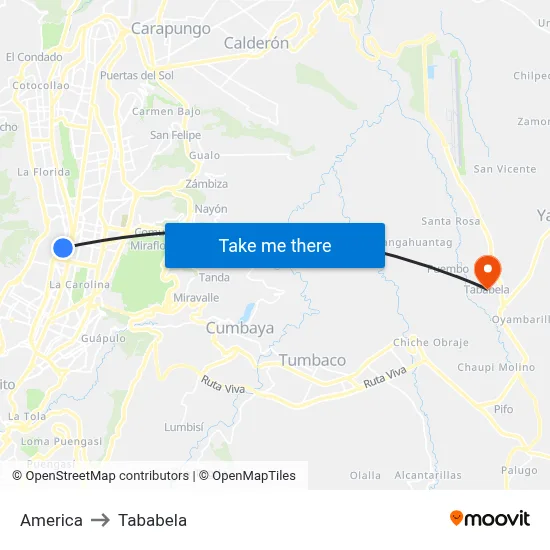 America to Tababela map