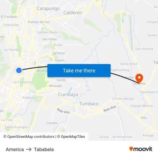 America to Tababela map