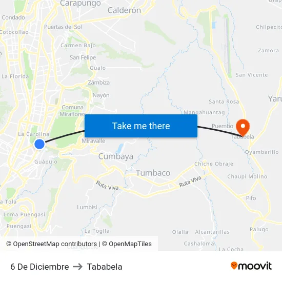 6 De Diciembre to Tababela map