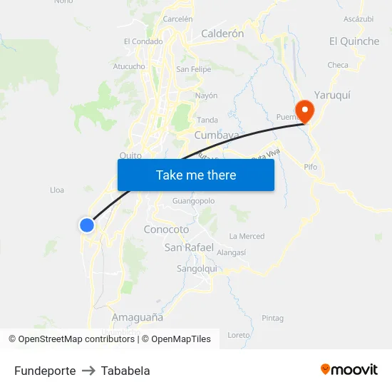 Fundeporte to Tababela map