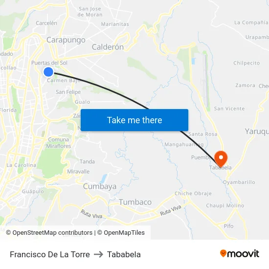 Francisco De La Torre to Tababela map