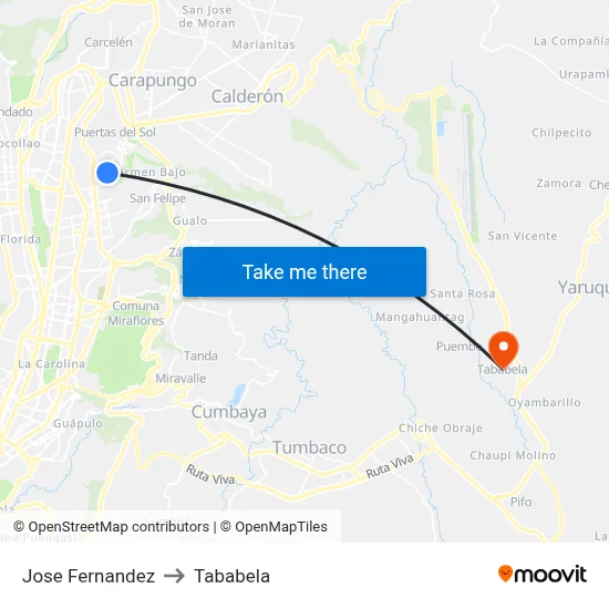 Jose Fernandez to Tababela map