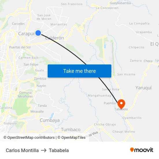 Carlos Montilla to Tababela map