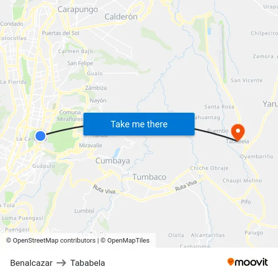 Benalcazar to Tababela map