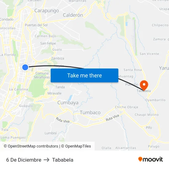 6 De Diciembre to Tababela map