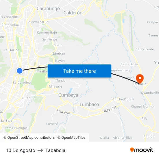 10 De Agosto to Tababela map