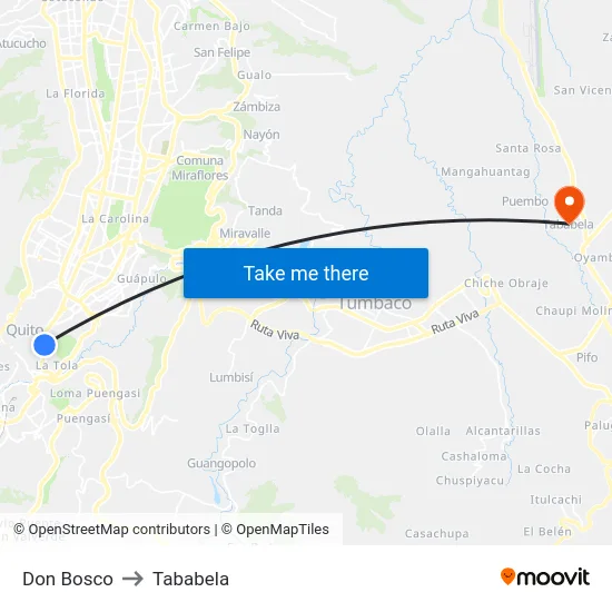 Don Bosco to Tababela map