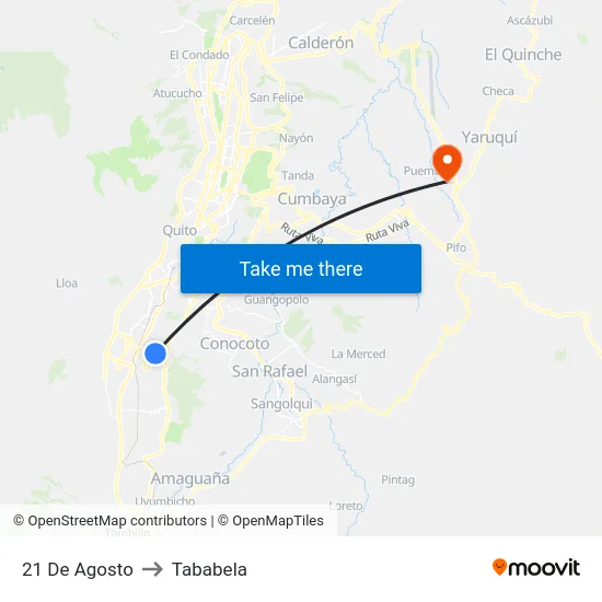 21 De Agosto to Tababela map