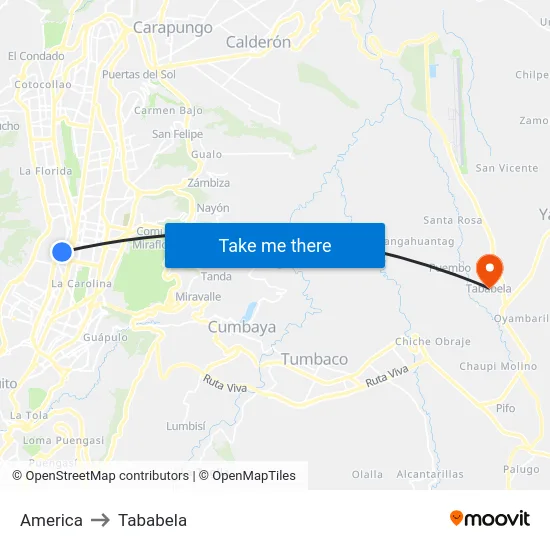 America to Tababela map