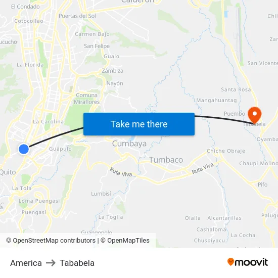 America to Tababela map