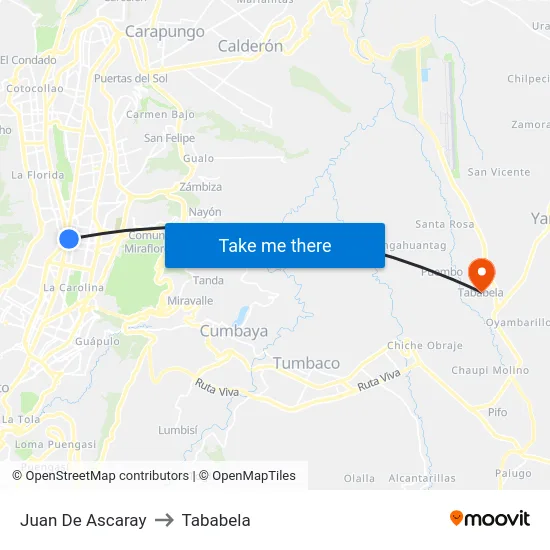 Juan De Ascaray to Tababela map