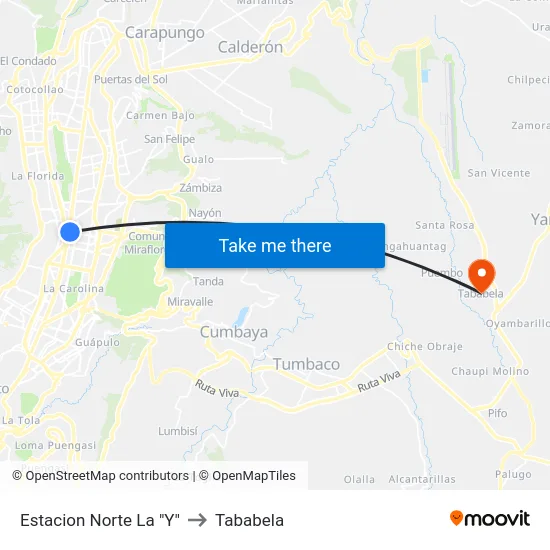 Estacion  Norte La "Y" to Tababela map