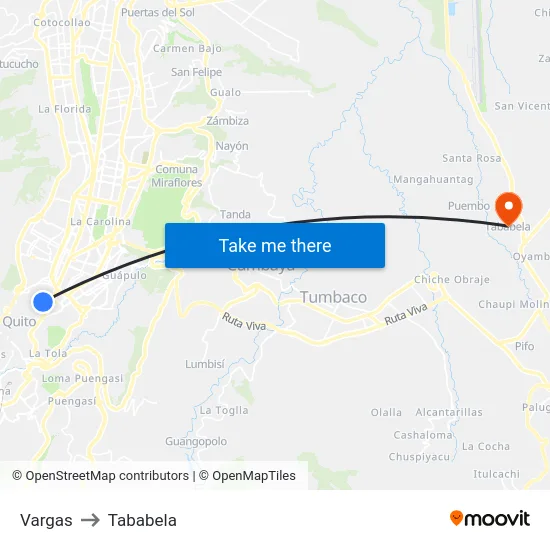 Vargas to Tababela map