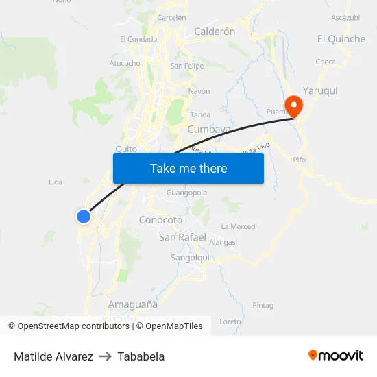 Matilde Alvarez to Tababela map