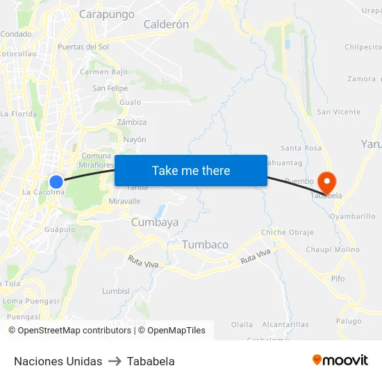 Naciones Unidas to Tababela map