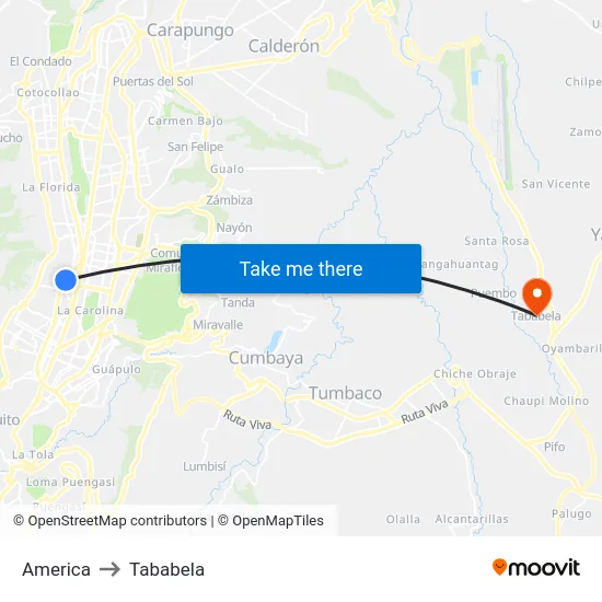America to Tababela map