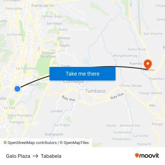 Galo Plaza to Tababela map
