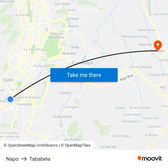 Napo to Tababela map